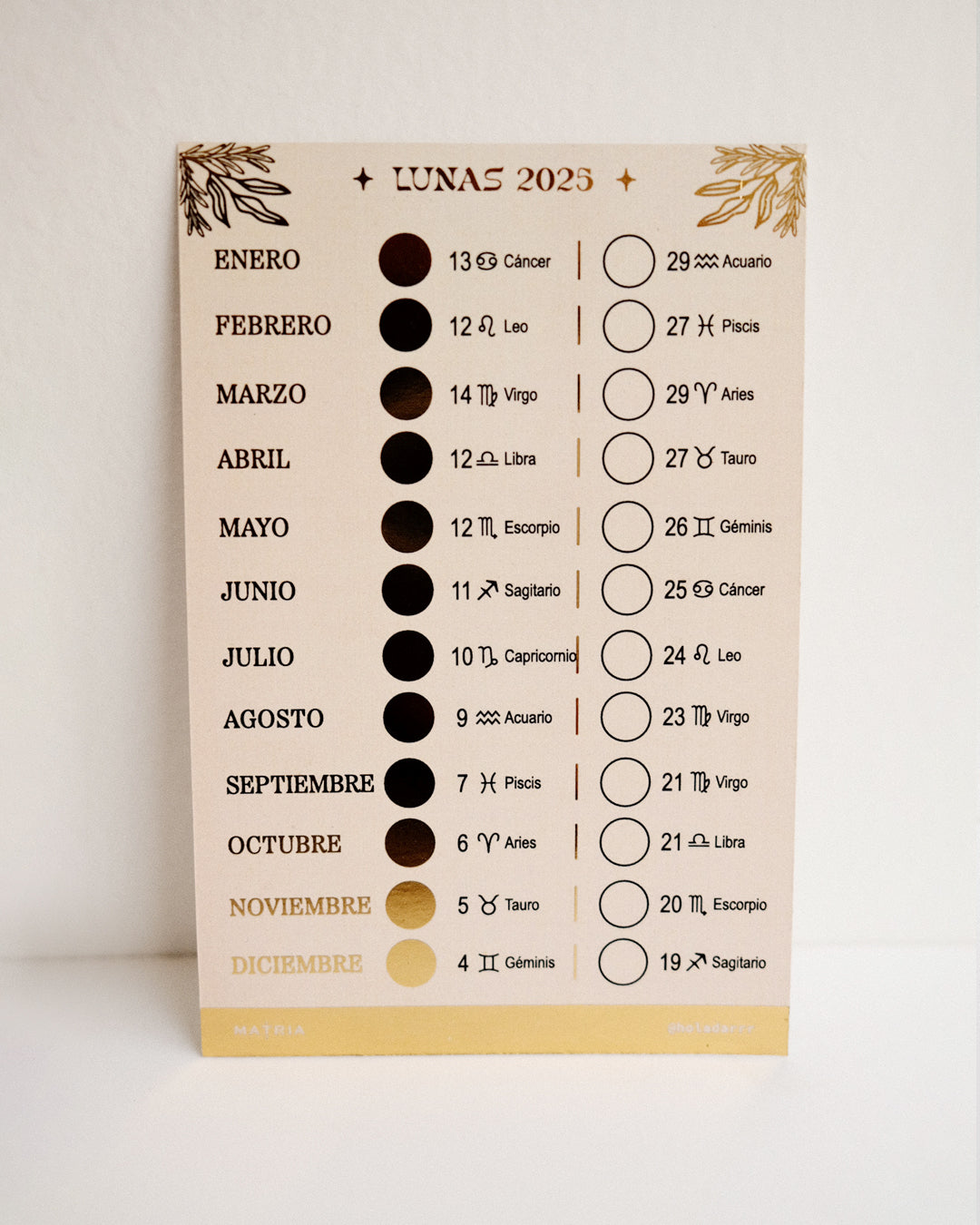 Calendario Lunar postal 2025 colab Holadarrr