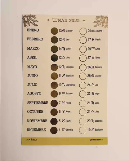 Calendario Lunar postal 2025 colab Holadarrr